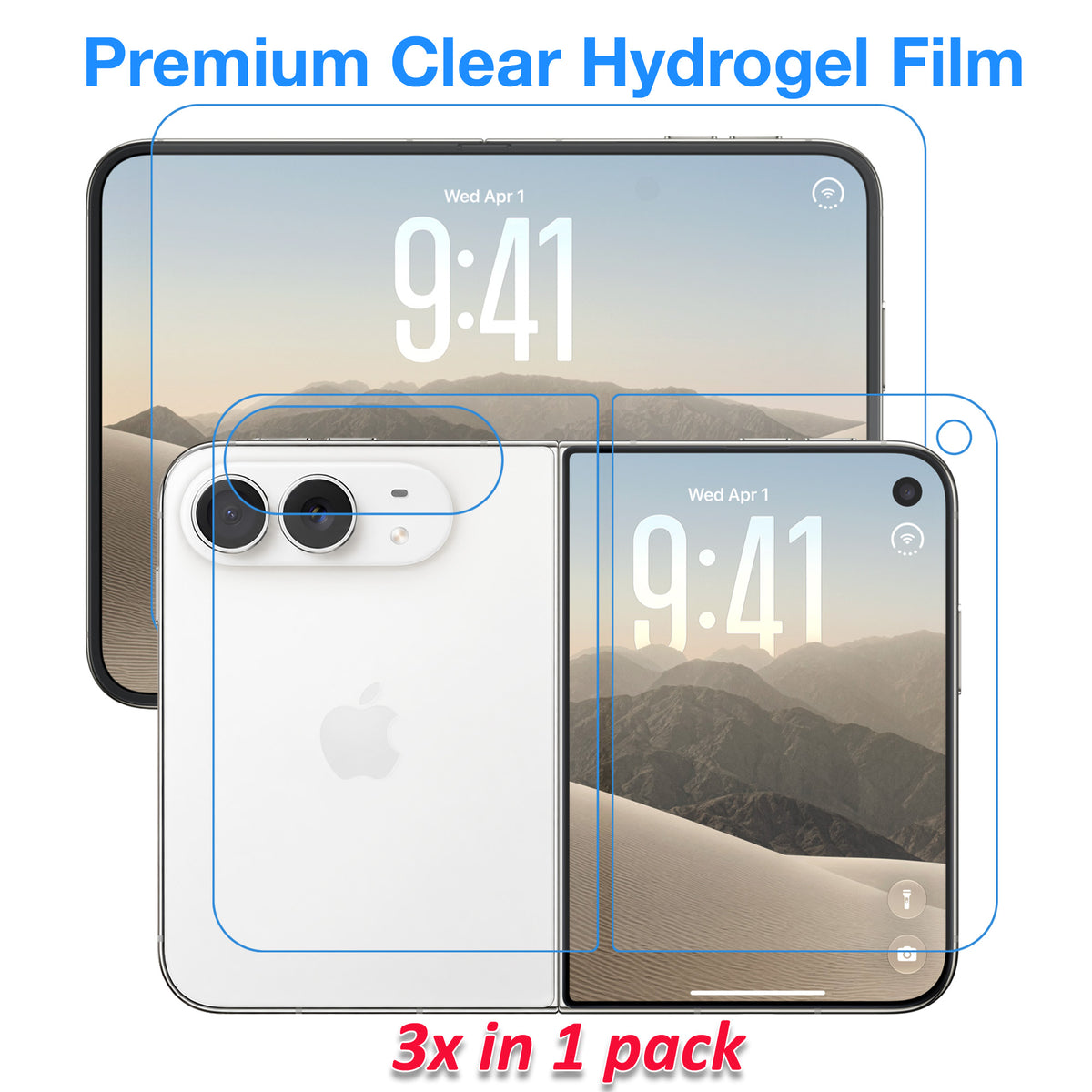 [3x in 1] MEZON Apple iPhone Duo Premium Hydrogel Clear Edge-to-Edge Full Coverage Screen Protector Fingerprint Film