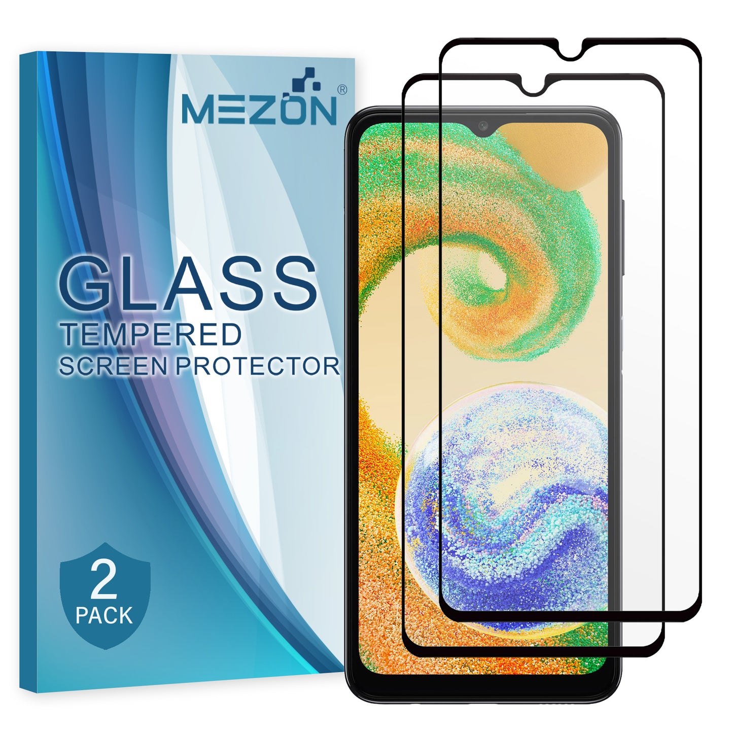 [2 Pack] MEZON Full Coverage Samsung Galaxy A04s Tempered Glass Crystal Clear Premium 9H HD Screen Protector