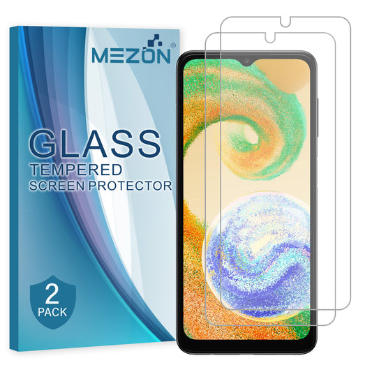 [2 Pack] MEZON Samsung Galaxy A04s Tempered Glass Crystal Clear Premium 9H HD Case Friendly Screen Protector (Galaxy A04s, 9H)