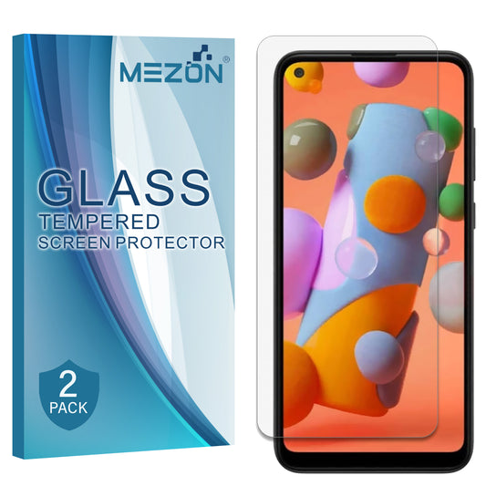 [2 Pack] MEZON Samsung Galaxy A21s Tempered Glass Crystal Clear Premium 9H HD Case Friendly Screen Protector (A21s, 9H)