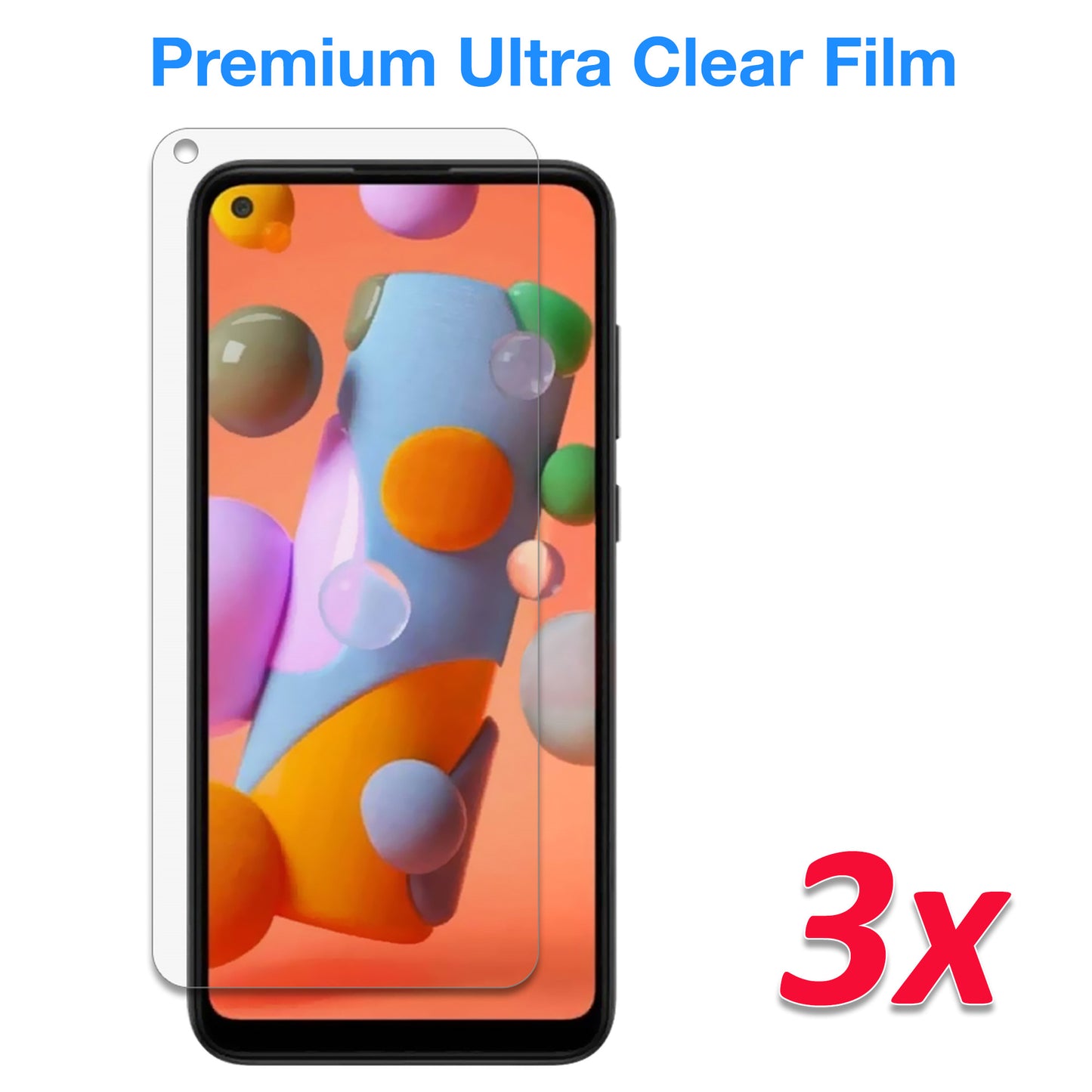 [3 Pack] MEZON Samsung Galaxy A11 Ultra Clear Screen Protector Case Friendly Film (A11, Clear)