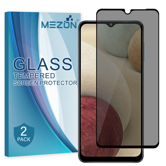 [2 Pack] MEZON Privacy Anti-Spy Full Coverage Samsung Galaxy A12 Tempered Glass Premium 9H HD Screen Protectors