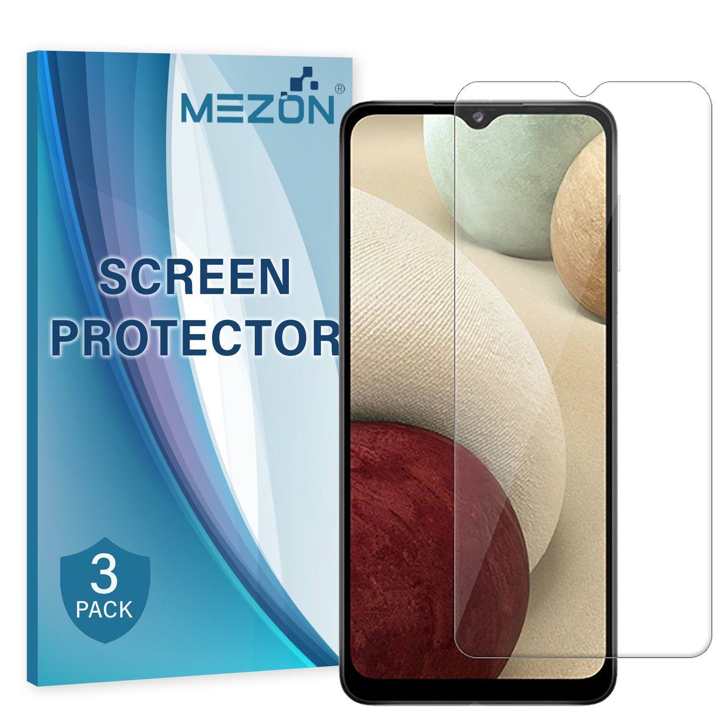 [3 Pack] MEZON Samsung Galaxy A12 Ultra Clear Screen Protector Case Friendly Film (A12, Clear)