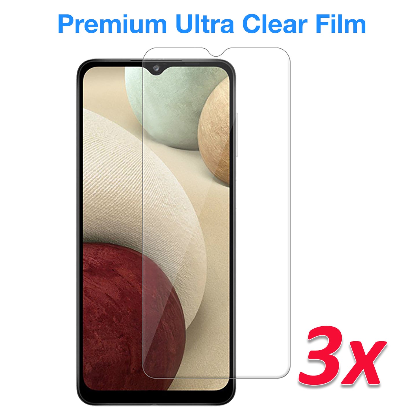 [3 Pack] MEZON Samsung Galaxy A12 Ultra Clear Screen Protector Case Friendly Film (A12, Clear)