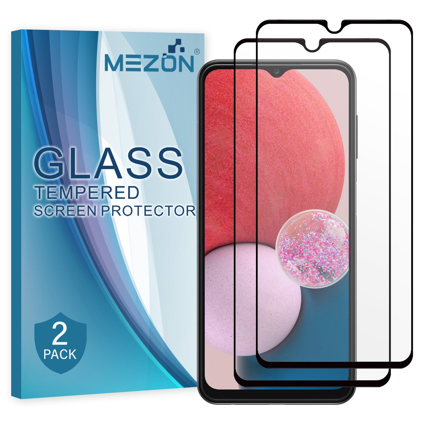 [2 Pack] MEZON Full Coverage Samsung Galaxy A13 Tempered Glass Crystal Clear Premium 9H HD Screen Protector