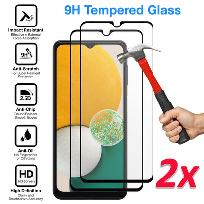 [2 Pack] MEZON Full Coverage Samsung Galaxy A13 5G Tempered Glass Crystal Clear Premium 9H HD Screen Protector