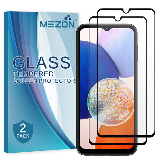 [2 Pack] MEZON Full Coverage Samsung Galaxy A14 5G Tempered Glass Crystal Clear Premium 9H HD Screen Protector