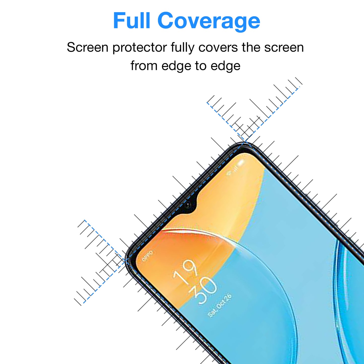 [2 Pack] MEZON Full Coverage OPPO A15 Tempered Glass Crystal Clear Premium 9H HD Screen Protector (OPPO A15, 9H Full)