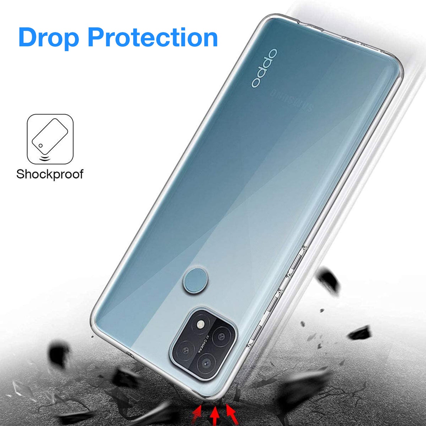 MEZON OPPO A15 Ultra Slim Crystal Clear Premium TPU Gel Back Case – Shock Absorption, Wireless Charging Compatible
