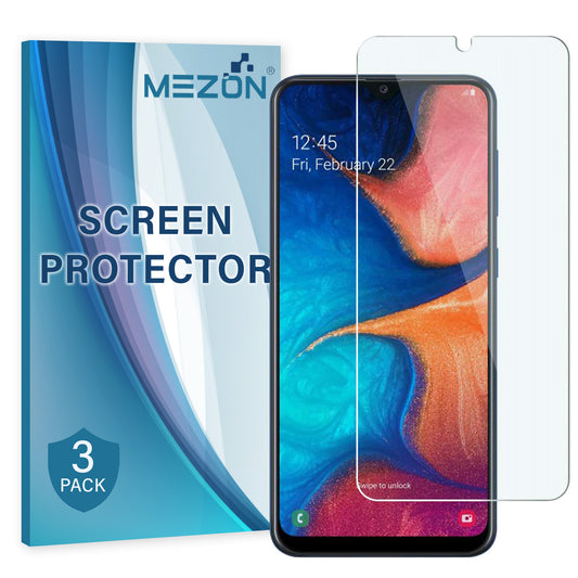 [3 Pack] MEZON Samsung Galaxy A20 Ultra Clear Screen Protector Case Friendly Film (A20, Clear)