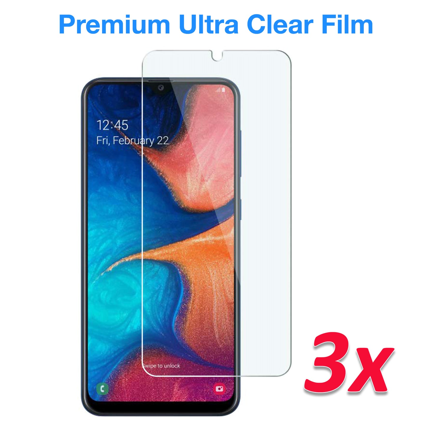 [3 Pack] MEZON Samsung Galaxy A30 Ultra Clear Screen Protector Case Friendly Film (A30, Clear)