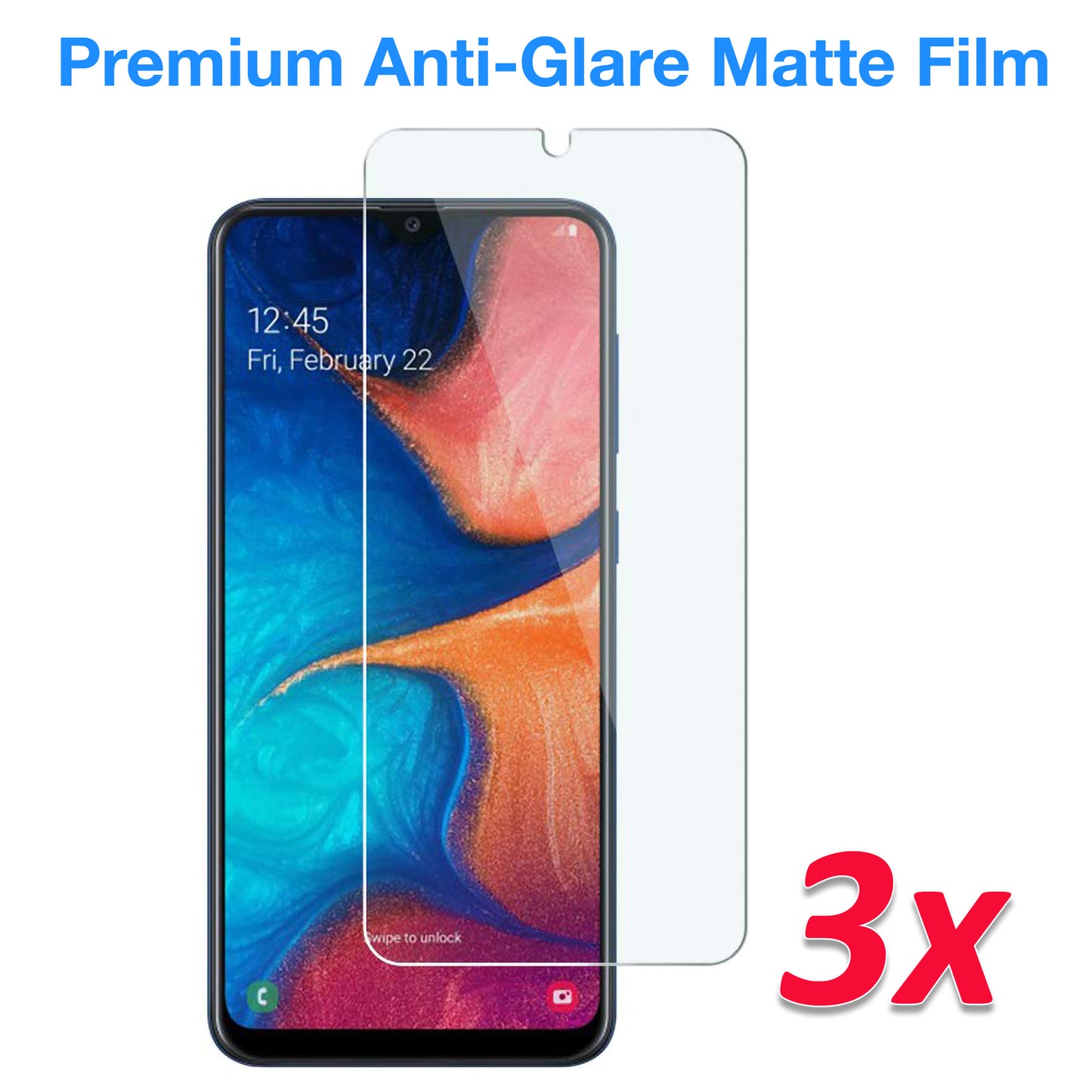 [3 Pack] MEZON Samsung Galaxy A50 Anti-Glare Matte Screen Protector Case Friendly Film (A50, Matte)