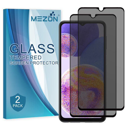 [2 Pack] MEZON Privacy Anti-Spy Full Coverage Samsung Galaxy A23 Tempered Glass Premium 9H HD Screen Protectors