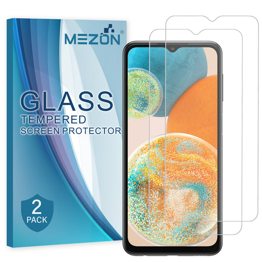 [2 Pack] MEZON Samsung Galaxy A23 5G Tempered Glass Crystal Clear Premium 9H HD Case Friendly Screen Protector (Galaxy A23 5G, 9H)