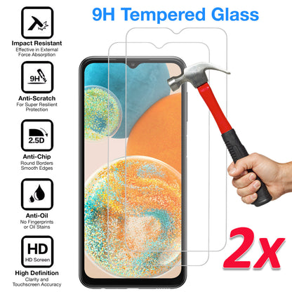 [2 Pack] MEZON Samsung Galaxy A23 5G Tempered Glass Crystal Clear Premium 9H HD Case Friendly Screen Protector (Galaxy A23 5G, 9H)