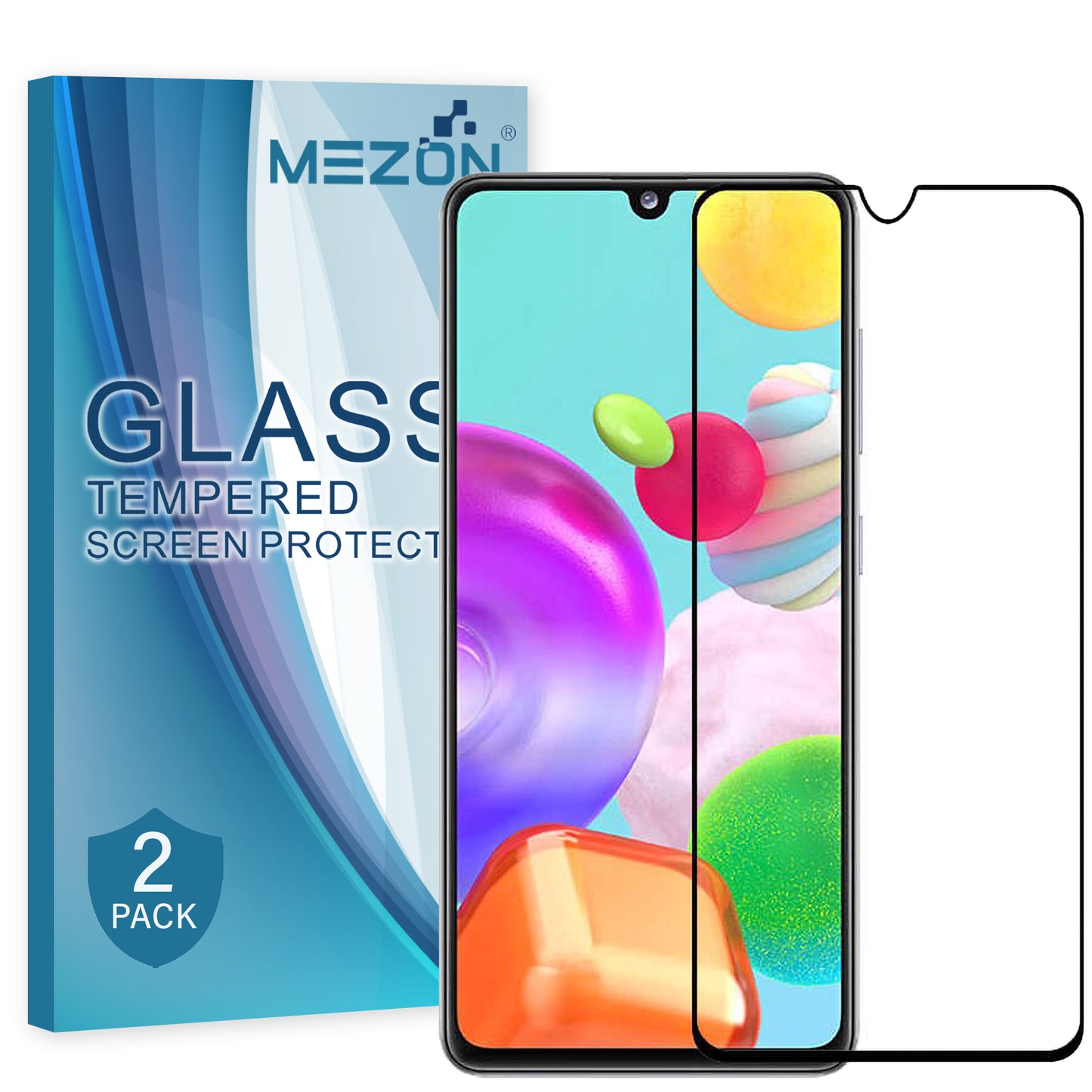 [2 Pack] MEZON Full Coverage Samsung Galaxy A31 Tempered Glass Crystal Clear Premium 9H HD Screen Protector (A31, 9H Full)