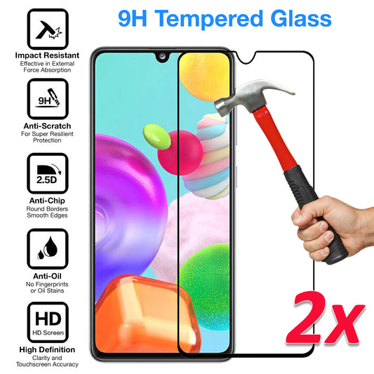 [2 Pack] MEZON Full Coverage Samsung Galaxy A31 Tempered Glass Crystal Clear Premium 9H HD Screen Protector (A31, 9H Full)