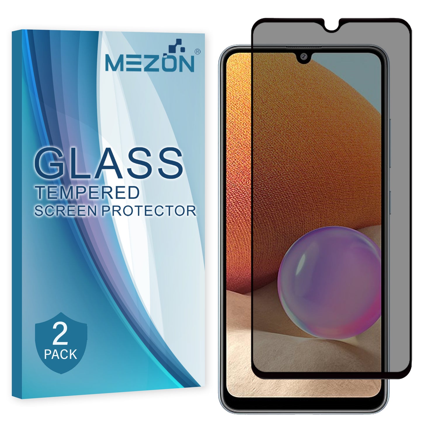 [2 Pack] MEZON Privacy Anti-Spy Full Coverage Samsung Galaxy A22 4G (6.4") Tempered Glass Premium 9H HD Screen Protectors