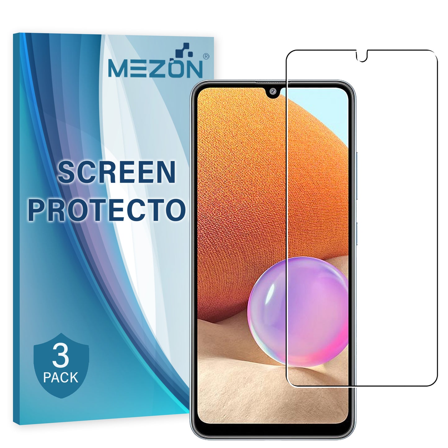 [3 Pack] MEZON Samsung Galaxy A32 4G Ultra Clear Screen Protector Case Friendly Film (A32, Clear)