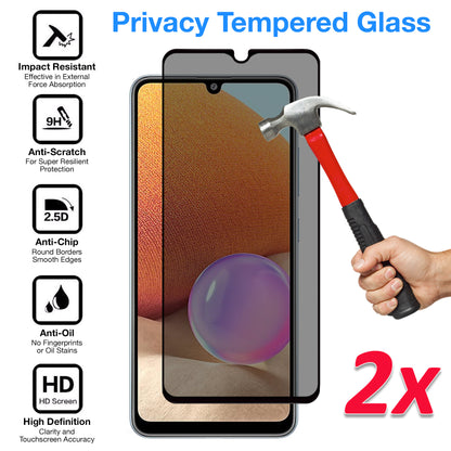 [2 Pack] MEZON Privacy Anti-Spy Full Coverage Samsung Galaxy A22 4G (6.4") Tempered Glass Premium 9H HD Screen Protectors