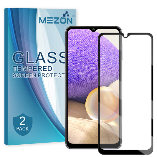 [2 Pack] MEZON Full Coverage Samsung Galaxy A32 5G Tempered Glass Crystal Clear Premium 9H HD Screen Protector (A32 5G, 9H Full)
