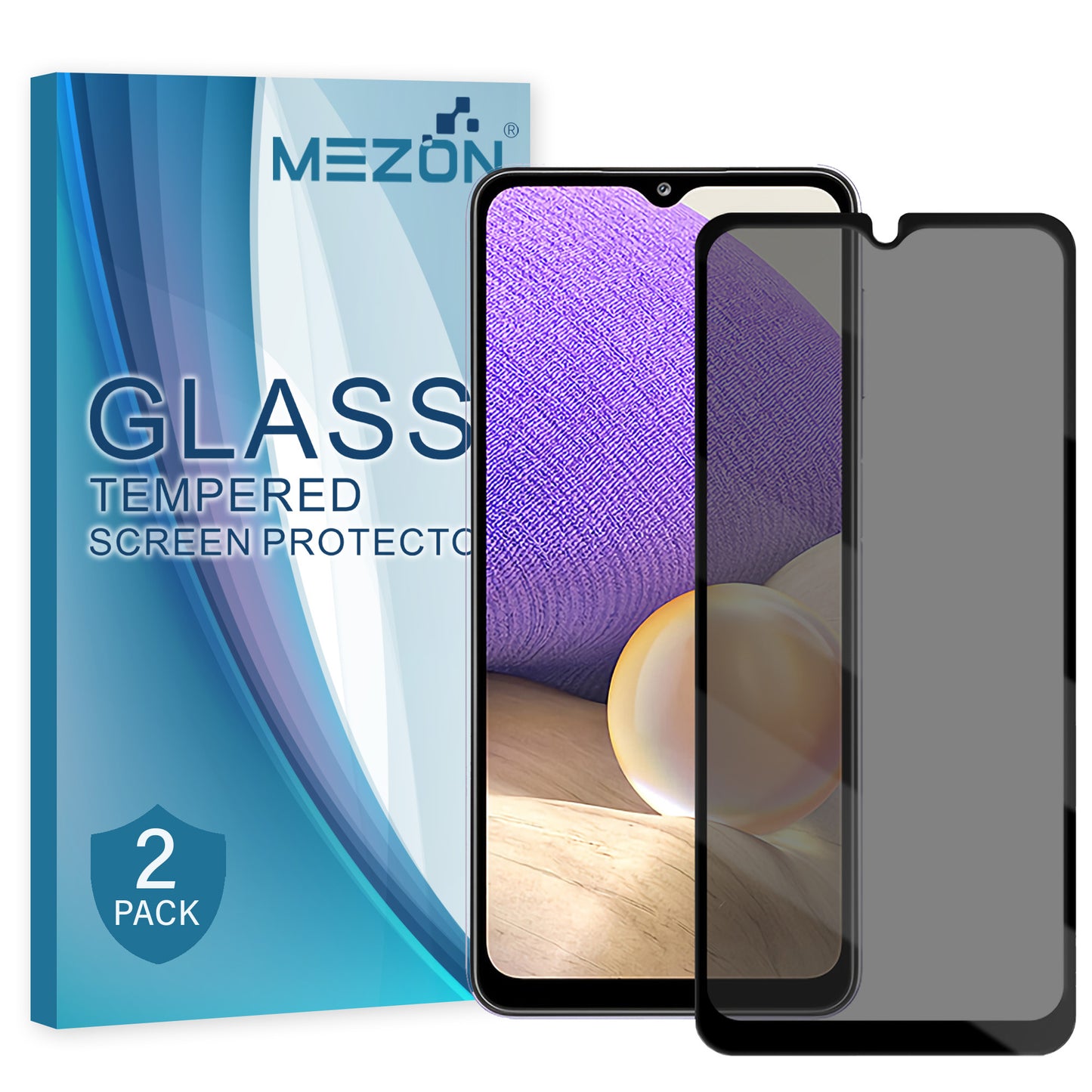 [2 Pack] MEZON Privacy Anti-Spy Full Coverage Samsung Galaxy A22 5G (6.6") Tempered Glass Premium 9H HD Screen Protectors