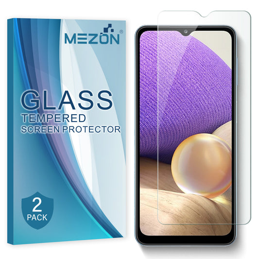 [2 Pack] MEZON Samsung Galaxy A22 5G (6.6") Tempered Glass Crystal Clear Premium 9H HD Case Friendly Screen Protector
