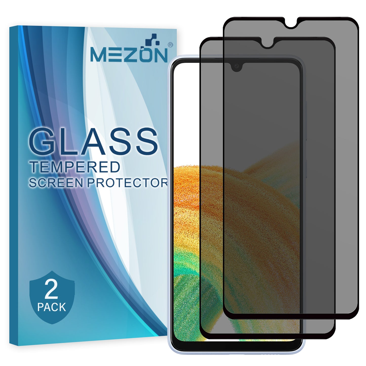 [2 Pack] MEZON Privacy Anti-Spy Full Coverage Samsung Galaxy A33 5G Tempered Glass Premium 9H HD Screen Protectors