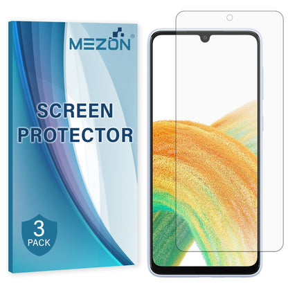 [3 Pack] MEZON Samsung Galaxy A32 Premium Hydrogel Clear Edge-to-Edge Full Coverage Screen Protector Film (Galaxy A32, Hydrogel)