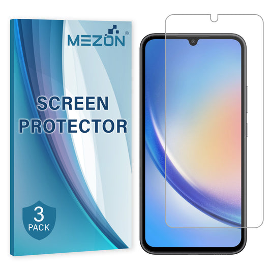 [3 Pack] MEZON Samsung Galaxy A34 5G Ultra Clear Screen Protector Case Friendly Film (Galaxy A34 5G, Clear)