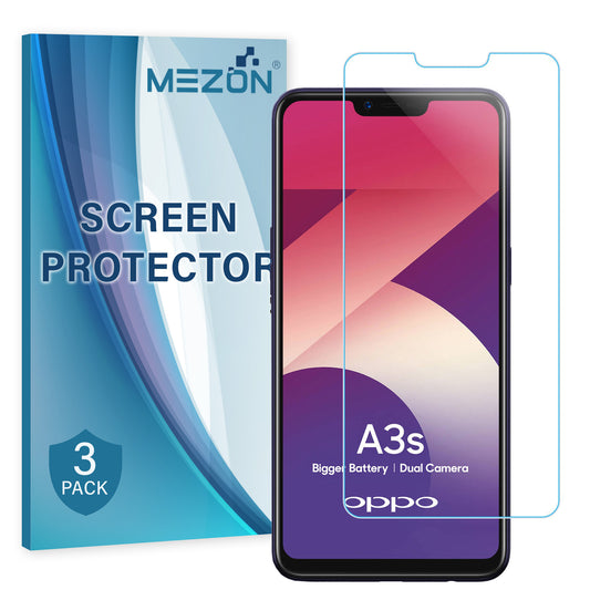 [3 Pack] MEZON OPPO A3s Ultra Clear Screen Protector Case Friendly Film (A3s, Clear)