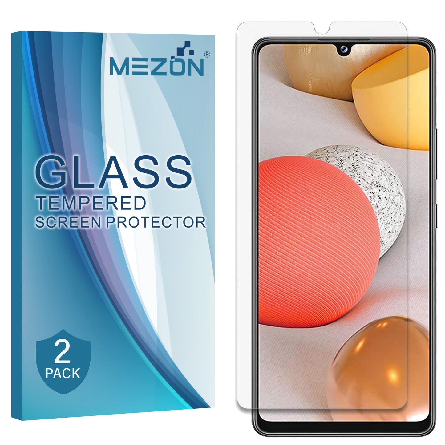 [2 Pack] MEZON Samsung Galaxy A42 5G Tempered Glass Crystal Clear Premium 9H HD Case Friendly Screen Protector (A42 5G, 9H)