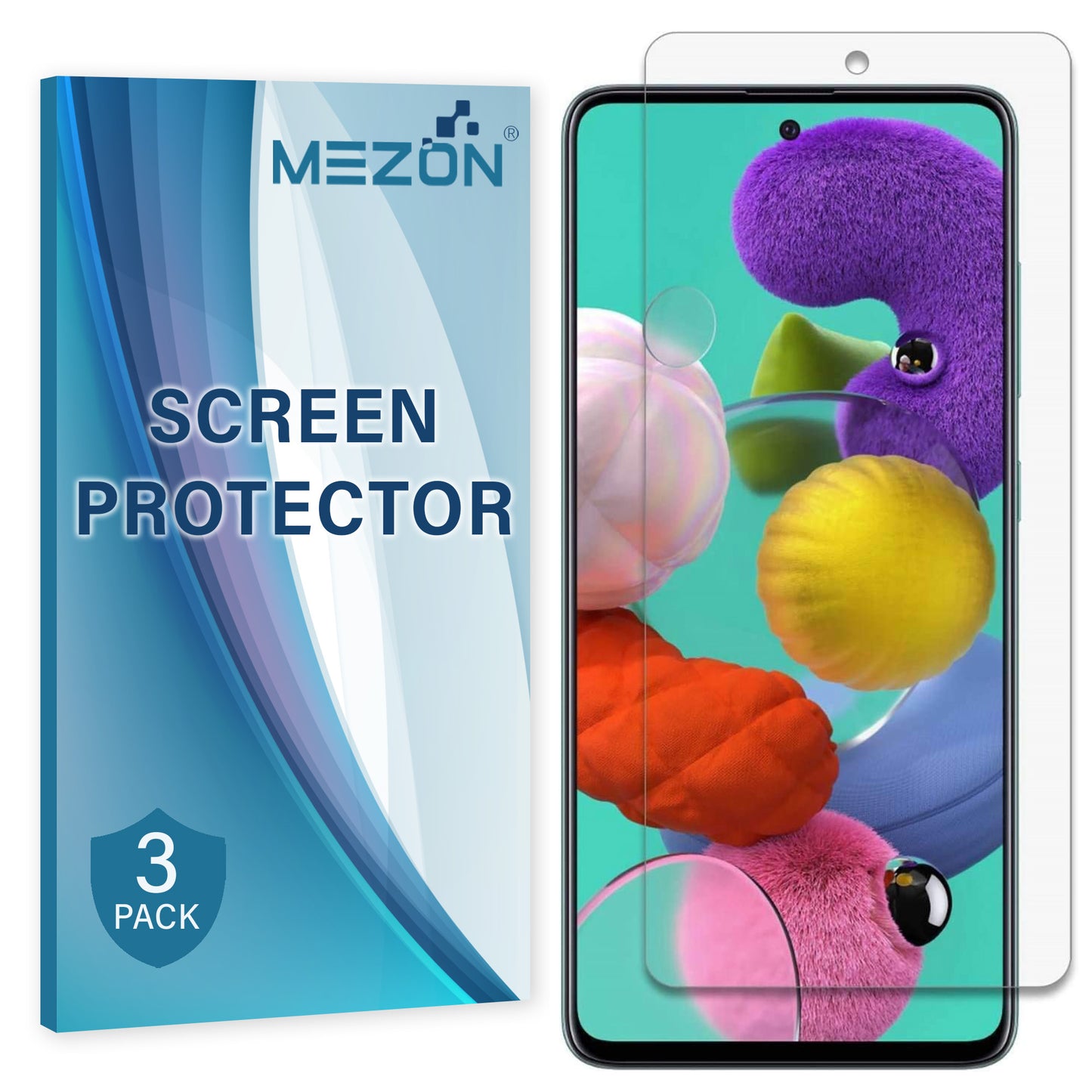 [3 Pack] MEZON Samsung Galaxy A51 Anti-Glare Matte Screen Protector Case Friendly Film (A51, Matte)