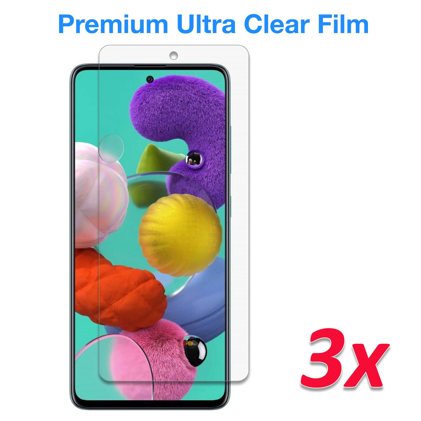 [3 Pack] MEZON Samsung Galaxy A51 Ultra Clear Screen Protector Case Friendly Film (A51, Clear)
