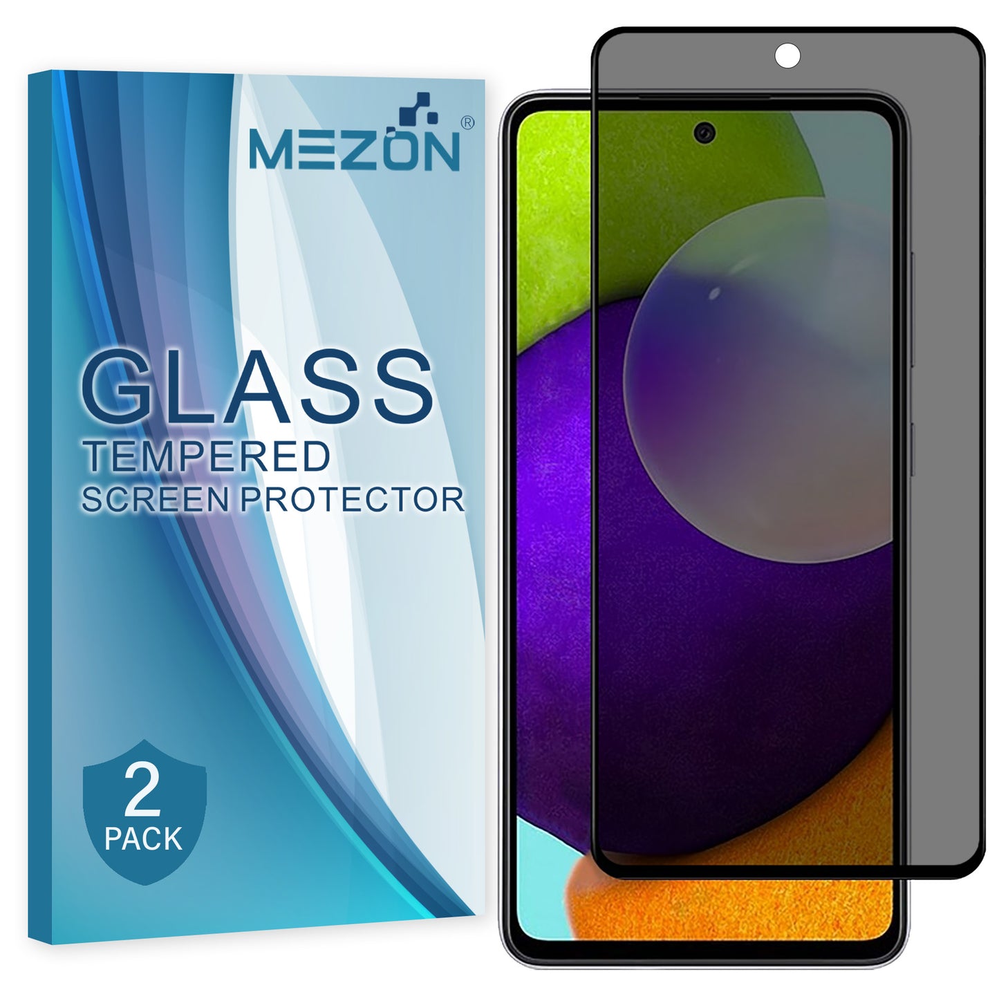 [2 Pack] MEZON Privacy Anti-Spy Full Coverage Samsung Galaxy A52 5G Tempered Glass Premium 9H HD Screen Protectors