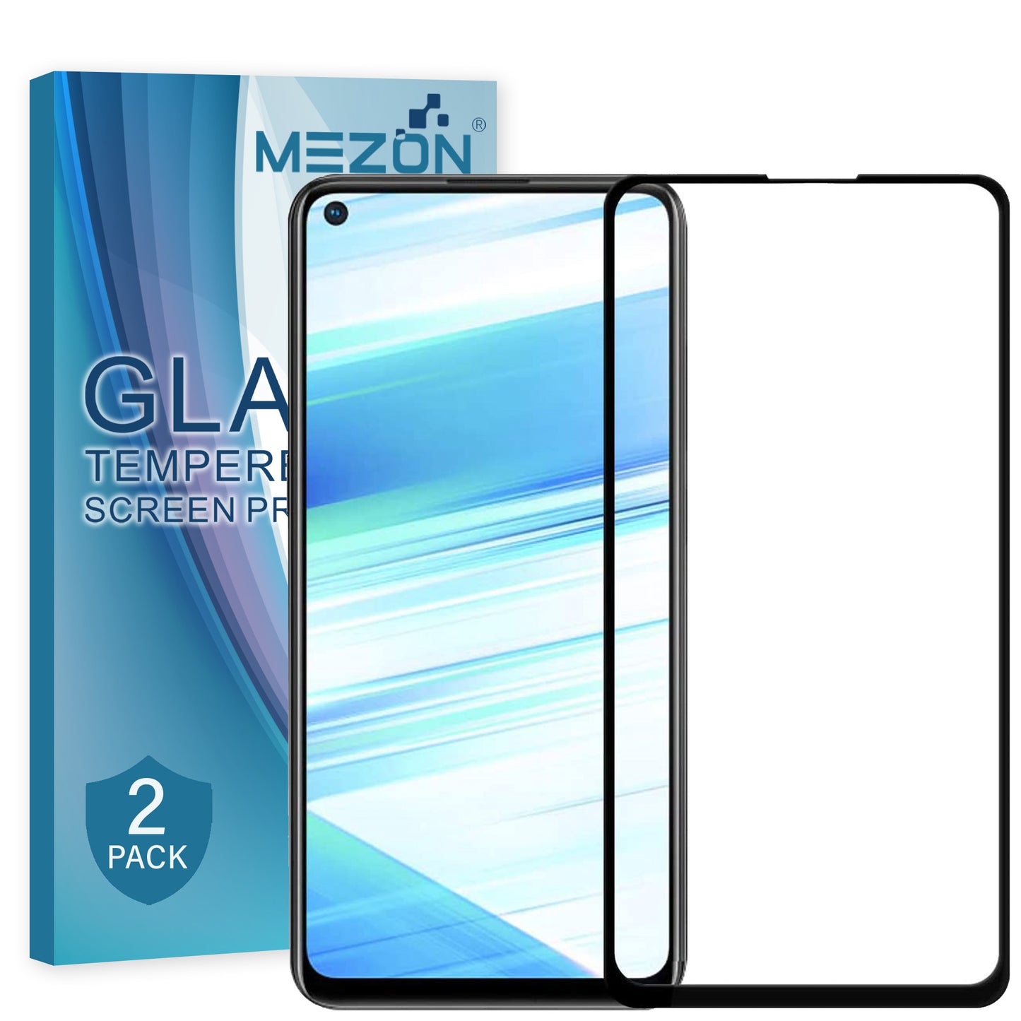 [2 Pack] MEZON Full Coverage OPPO A72 Tempered Glass Crystal Clear Premium 9H HD Screen Protector (OPPO A72, 9H Full)