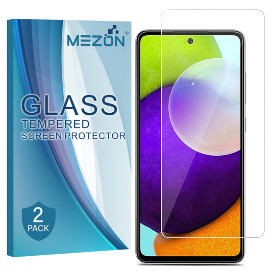 [2 Pack] MEZON Samsung Galaxy A52 Tempered Glass Crystal Clear Premium 9H HD Case Friendly Screen Protector (A52, 9H)