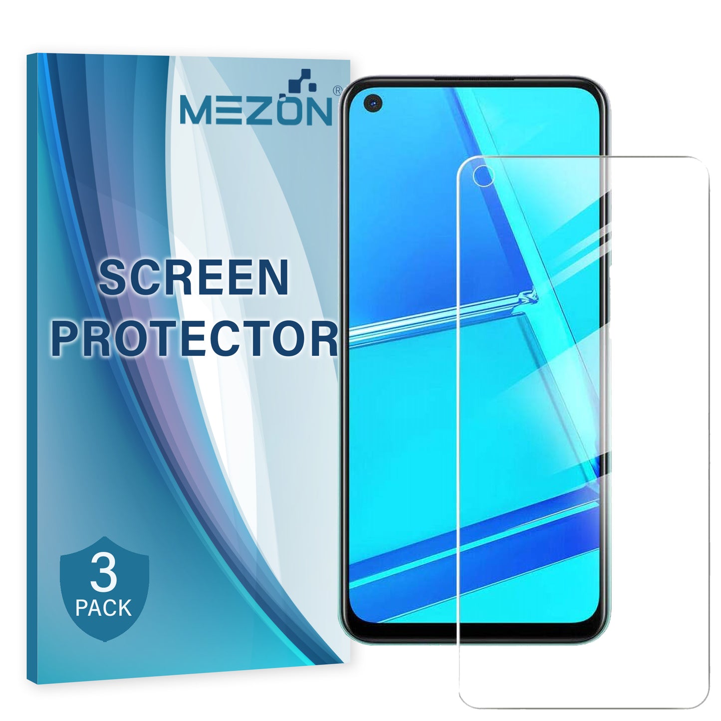 [3 Pack] MEZON OPPO A52 Ultra Clear Screen Protector Case Friendly Film (A52, Clear)