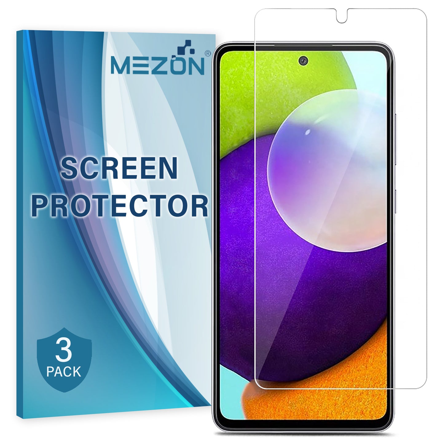 [3 Pack] MEZON Samsung Galaxy A52 5G Ultra Clear Screen Protector Case Friendly Film (A52 5G, Clear)