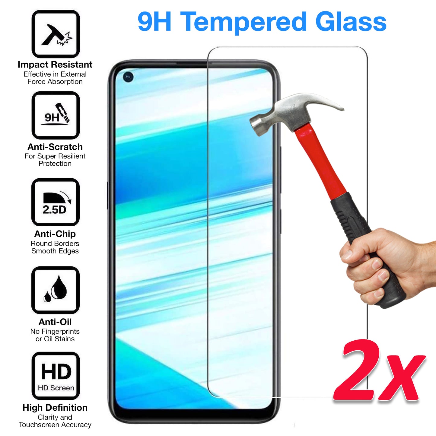[2 Pack] MEZON OPPO A52 Tempered Glass 9H HD Crystal Clear Premium Case Friendly Screen Protector (A52, 9H)