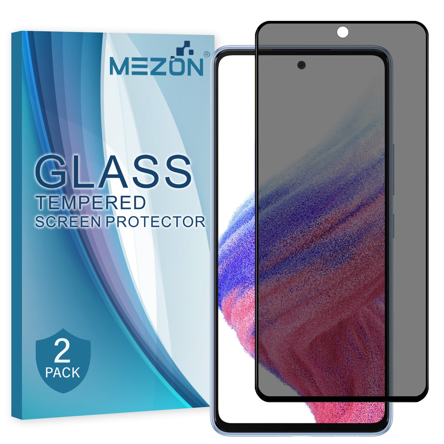 [2 Pack] MEZON Privacy Anti-Spy Full Coverage Samsung Galaxy A53 5G Tempered Glass Premium 9H HD Screen Protectors