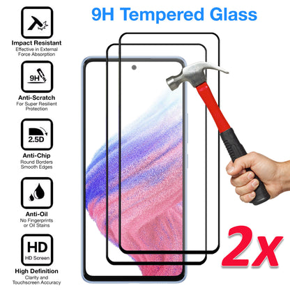[2 Pack] MEZON Full Coverage Samsung Galaxy A53 5G Tempered Glass Crystal Clear Premium 9H HD Screen Protector (A53 5G, 9H Full)