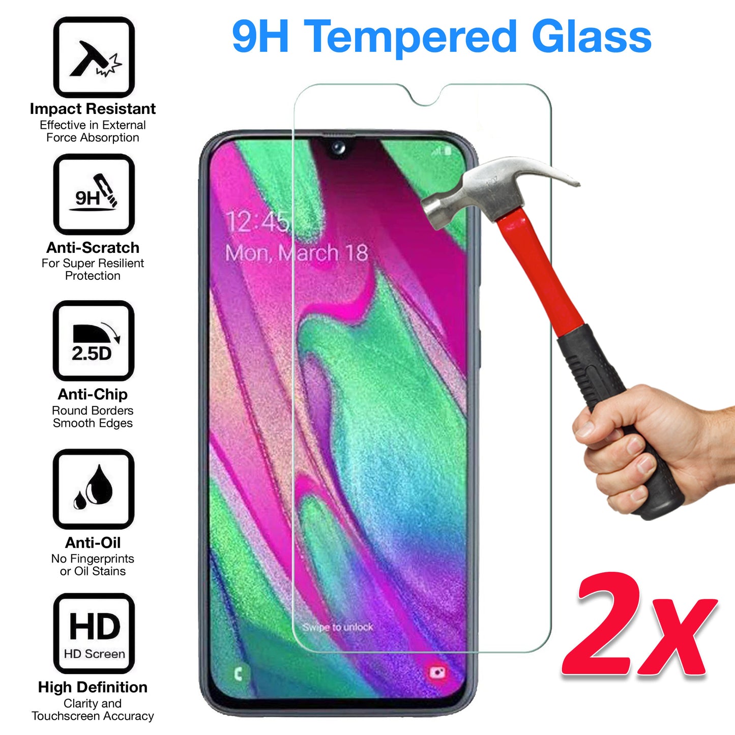 [2 Pack] MEZON Samsung Galaxy A90 5G Tempered Glass Crystal Clear Premium 9H HD Case Friendly Screen Protector (A90 5G, 9H)