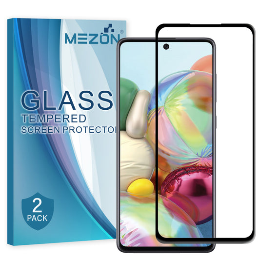 [2 Pack] MEZON Full Coverage Samsung Galaxy A71 5G Tempered Glass Crystal Clear Premium 9H HD Screen Protector (A71 5G, 9H Full)