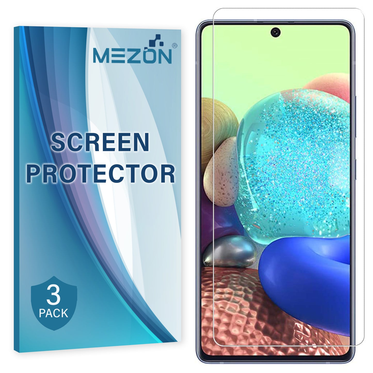 [3 Pack] MEZON Samsung Galaxy A71 Ultra Clear Screen Protector Case Friendly Film (A71, Clear)