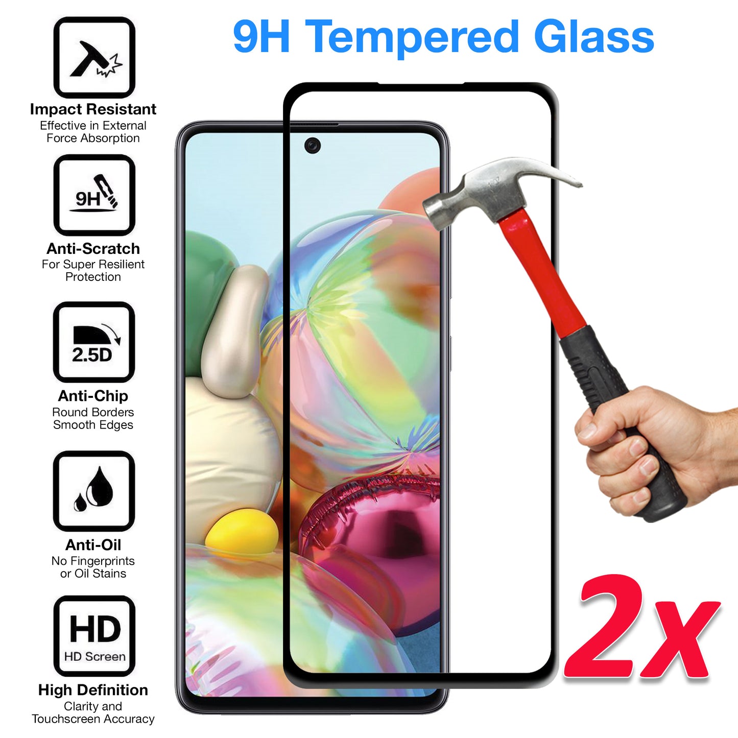 [2 Pack] MEZON Full Coverage Samsung Galaxy A71 5G Tempered Glass Crystal Clear Premium 9H HD Screen Protector (A71 5G, 9H Full)