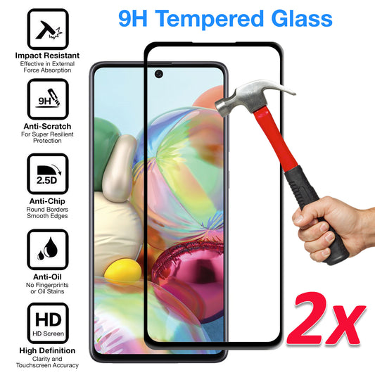 [2 Pack] MEZON Full Coverage Samsung Galaxy A71 Tempered Glass Crystal Clear Premium 9H HD Screen Protector (A71, 9H Full)