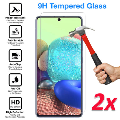 [2 Pack] MEZON Samsung Galaxy A71 Tempered Glass Crystal Clear Premium 9H HD Case Friendly Screen Protector (A71, 9H)