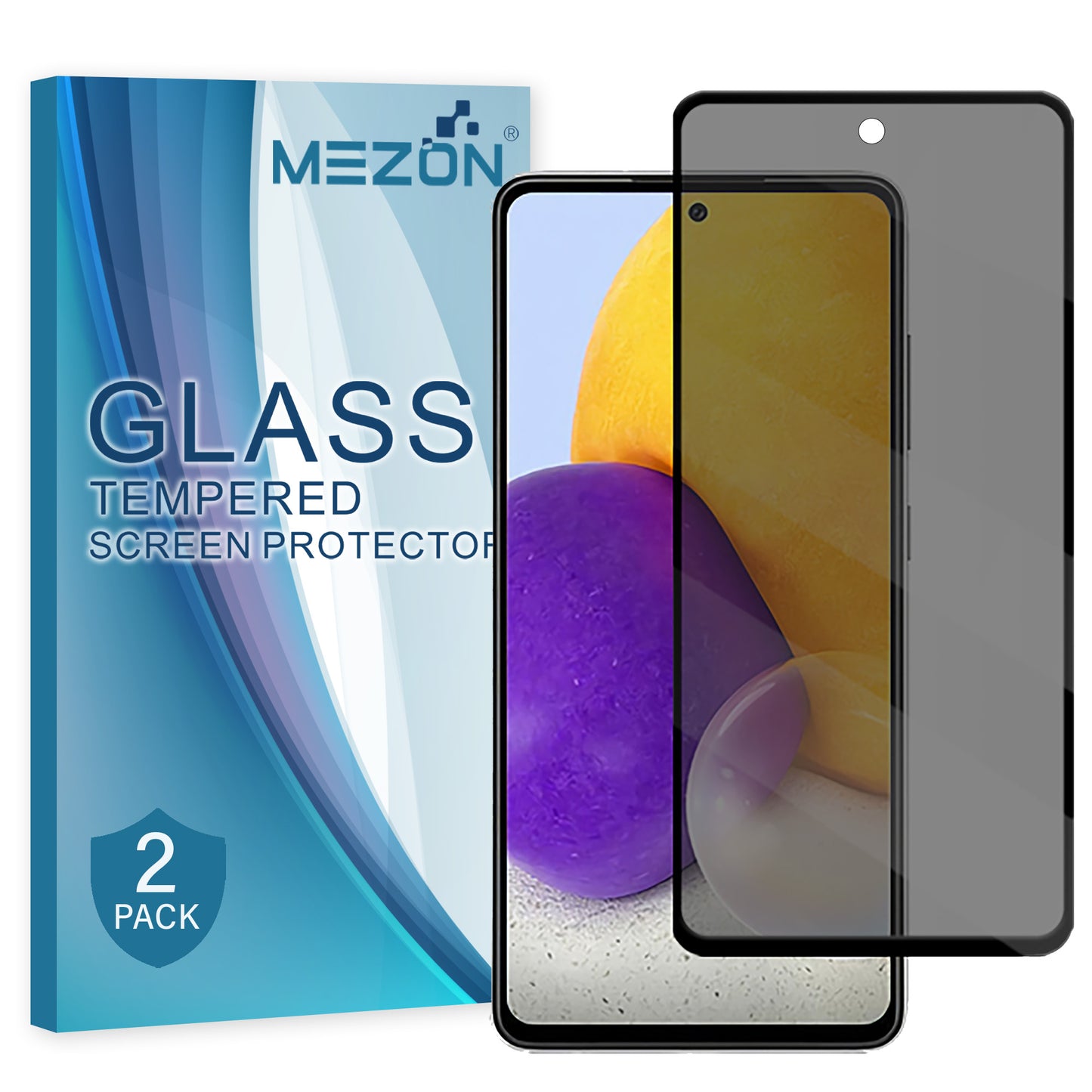 [2 Pack] MEZON Privacy Anti-Spy Full Coverage Samsung Galaxy A72 Tempered Glass Premium 9H HD Screen Protectors