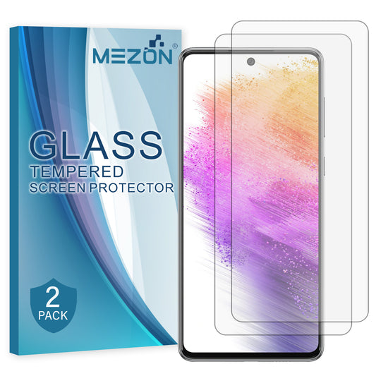 [2 Pack] MEZON Samsung Galaxy A73 5G Tempered Glass Crystal Clear Premium 9H HD Case Friendly Screen Protector